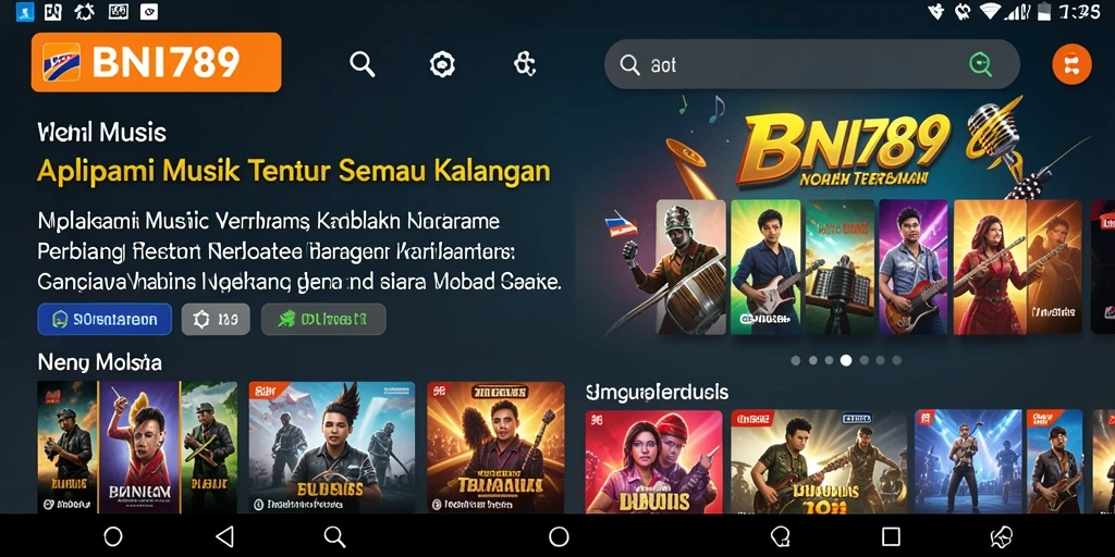 Tampilan gameplay BNI789 dengan berbagai pilihan musik yang menarik.